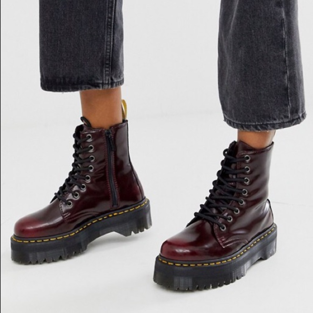 NEW Docs Jadon Platform Cherry Vegan Leather Boots
